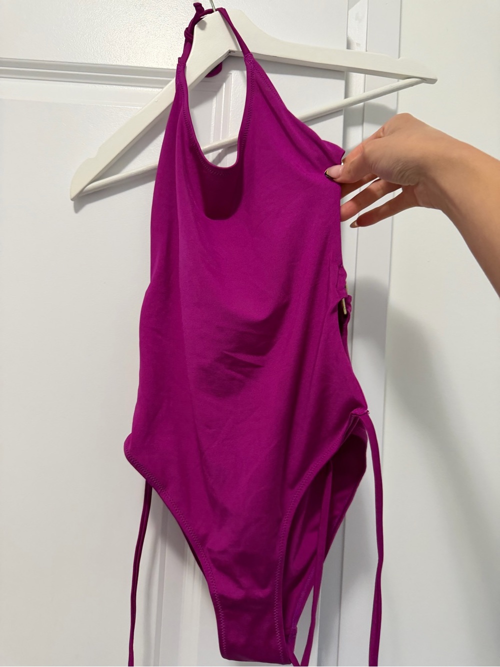 H&M Women's Halter One-Piece Swimsuit in Fuchsia